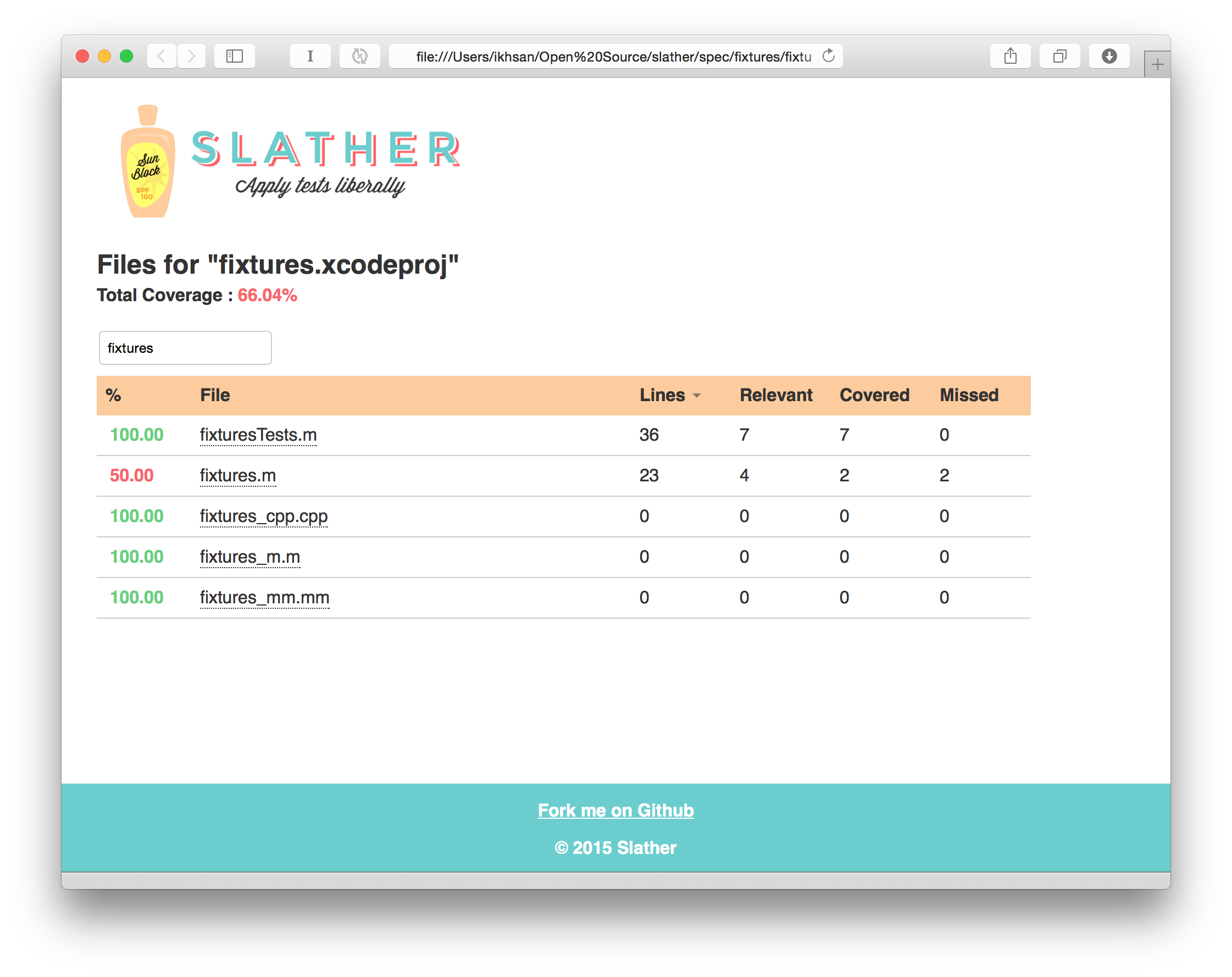 Coveralls Report Table